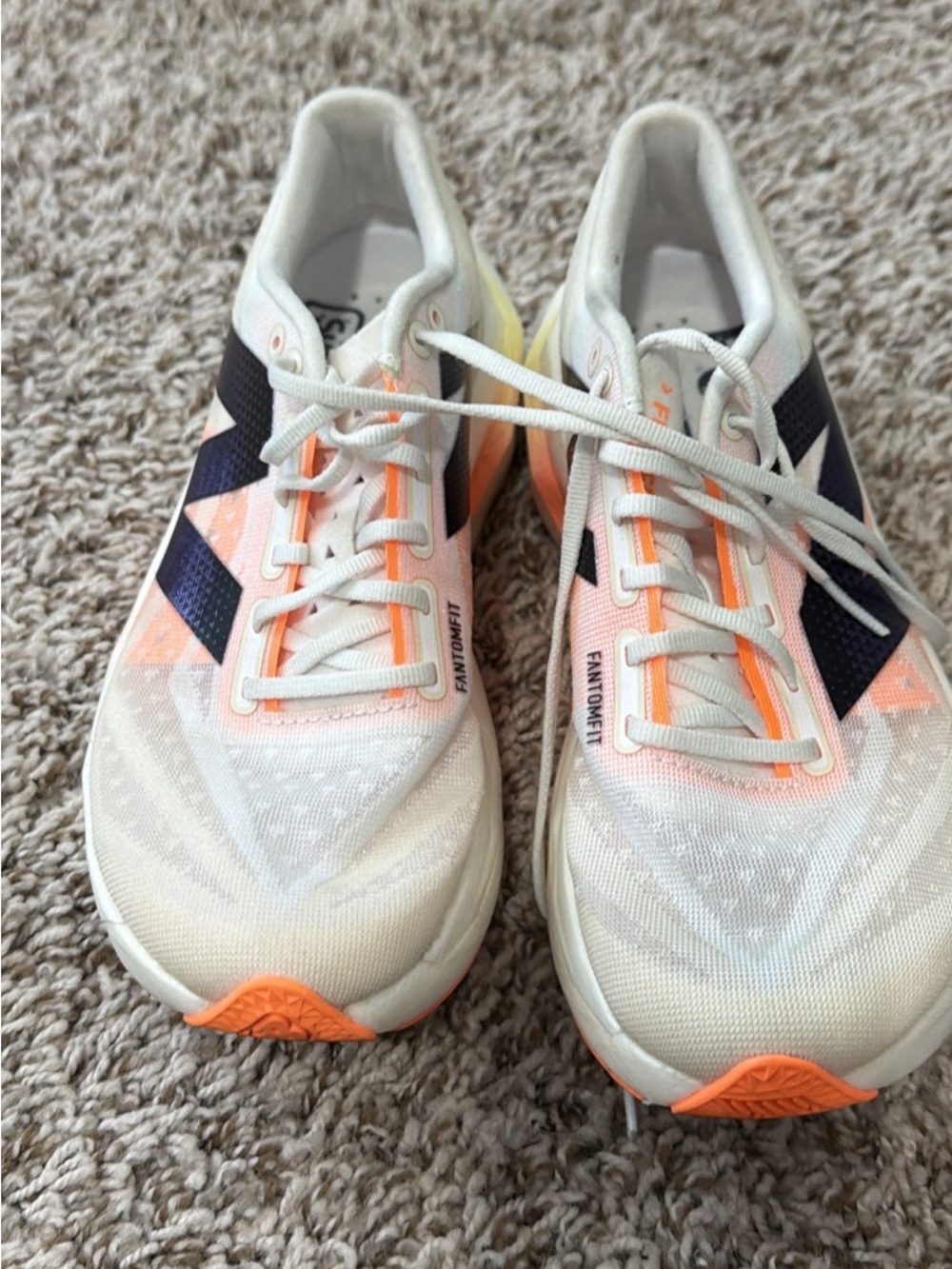 New Balance Women's White Navy Peach Athletic Shoes